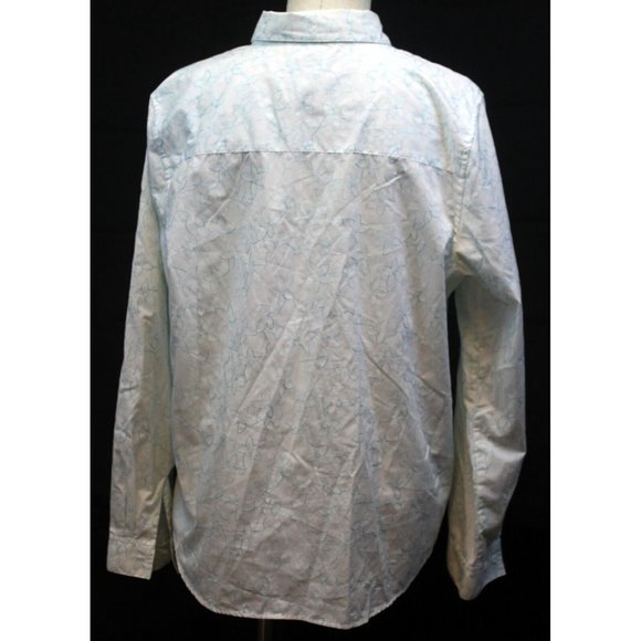 Christopher & Banks Woman XL White Collared Shirt Blue Floral Stich Embroidery - Picture 4 of 5